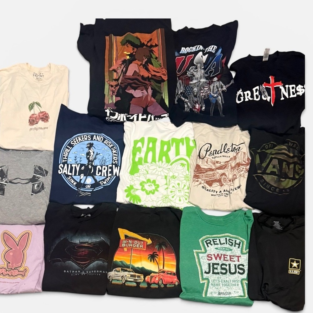 Vans Salty Crew Pendleton Mens Medium 14pc Graphic T-Shirt Lot Bundle Multicolor